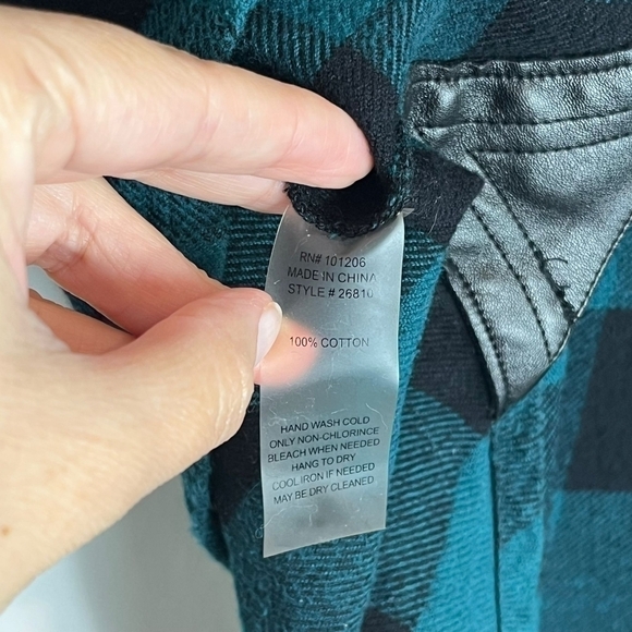 Soft Surroundings Oversized Buffalo Black and Teal Plaid Flannel in Size… - Picture 8 of 8